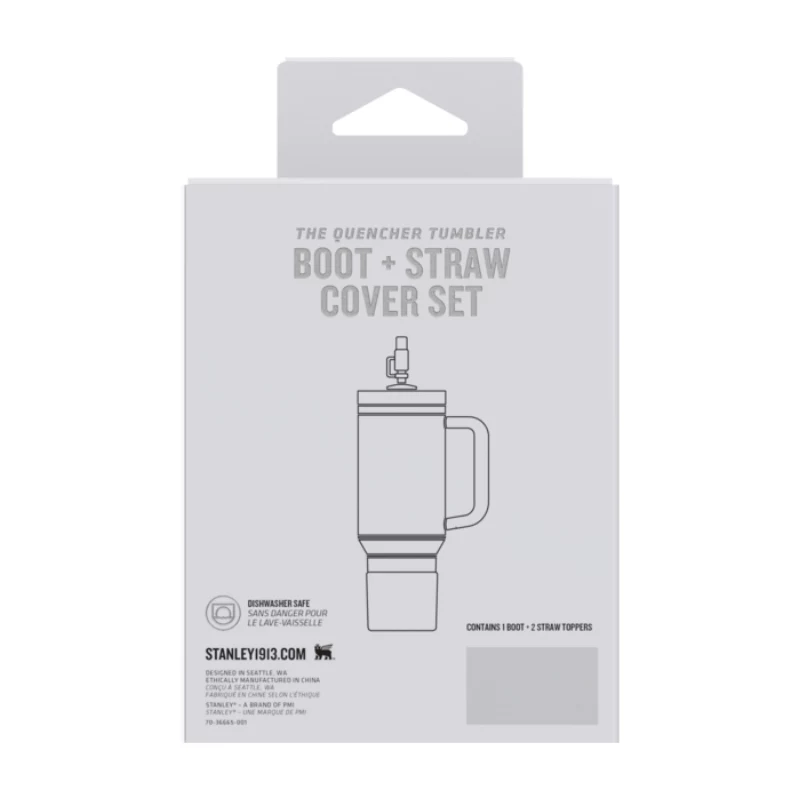 STANLEY set di 2 custodie protettive e copri cannucce per thermos 0,89L/0,59L The Quencher Boot + Straw Topper in crema