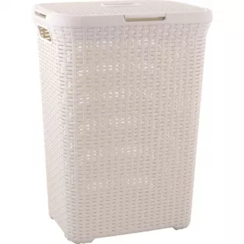 Curver Style cesto portabiancheria 60L effetto rattan in bianco