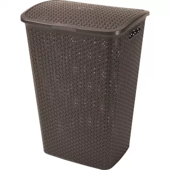 CURVER My Style 55L cesto portabiancheria, marrone scuro, effetto rattan, 43x33x60cm