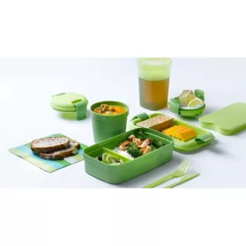 CURVER Lunch&Go contenitore rettangolare per alimenti con posate 1,4L verde