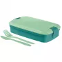 CURVER Lunch&Go contenitore rettangolare per alimenti con posate integrate, 1,4L, blu