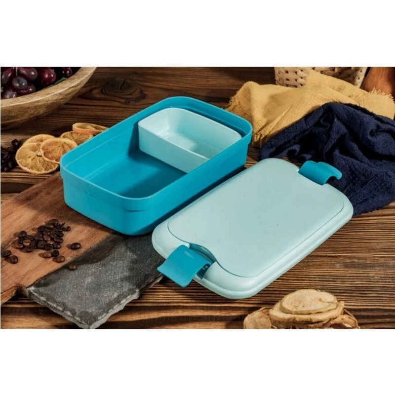 CURVER Lunch&Go contenitore rettangolare per alimenti con posate integrate, 1,4L, blu