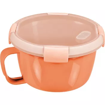 CURVER Smart To Go Mix Noodles ciotola rotonda per alimenti 0,9L trasparente con dettagli verdi, senza BPA, a tenuta stagna, adatta a microonde e lavastoviglie