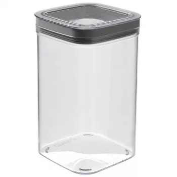 CURVER Dry Cube contenitore quadrato per alimenti 1,8L trasparente con coperchio grigio, ermetico e a tenuta stagna