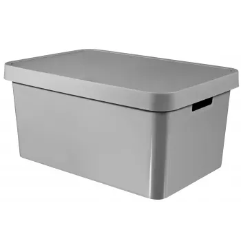 Curver Infinity Recycled 45L scatola contenitore con coperchio, grigio, 56x39x27 cm