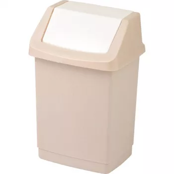 CURVER Click-It Deco 50L contenitore rettangolare per rifiuti con coperchio a pressione, beige