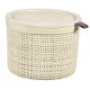 CURVER Jute cesto rotondo portatutto con coperchio, 2L, crema, 17x13 cm
