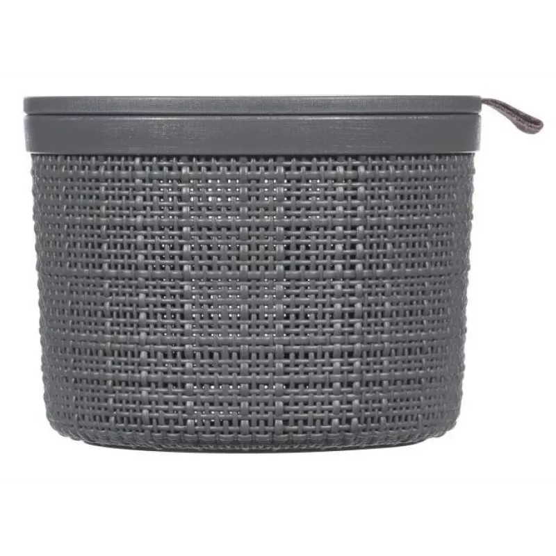 CURVER cesto con coperchio Jute rotondo 2L Ø17x13cm grigio scuro