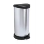 Curver Deco pattumiera a pedale rotonda 50L nera argento effetto metallico