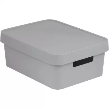 Curver Infinity Recycled 11L scatola portatutto con coperchio, grigio, 36x27x14cm