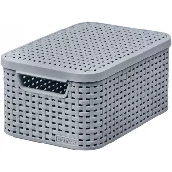 CURVER Style S scatola contenitore con coperchio, grigio chiaro, 29,1 x 19,8 x 14,2 cm, 8,2 L, pieghevole, impilabile