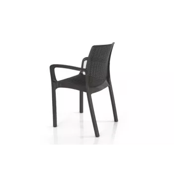 KETER sedia da giardino Bali Mono marrone – poltrona da esterno impilabile con tessuto Textilene, resistente ai raggi UV e all'acqua, telaio in acciaio verniciato a polvere