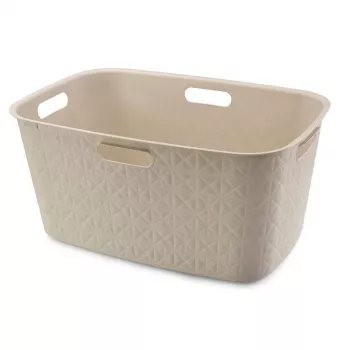 CURVER Softex 45L cesto portabiancheria in bianco gesso, contenitore rettangolare soft-touch con maniglie integrate, 57 x 37 x 27 cm