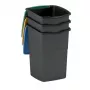 CURVER Koral 47L set pattumiere da 3 pezzi – nero con coperchi colorati, coperchi a basculante e a ribalta, secchielli interni estraibili, riciclo interno