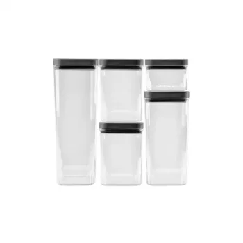 CURVER Kara set contenitori per alimenti secchi 0,5L + 2x1,2L + 1,8L + 2,4L trasparente/grigio scuro ermetico impilabile senza BPA