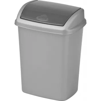 CURVER Dominik 10L pattumiera rettangolare in argento, coperchio rimovibile, 20x25x36 cm