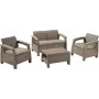 KETER Corfu set arredi da giardino 3 pezzi beige effetto rattan con cuscini grigi