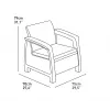 KETER Corfu set arredi da giardino 3 pezzi beige effetto rattan con cuscini grigi