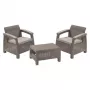 KETER set arredi da giardino Corfu Weekend beige - 2 poltrone e tavolino, set lounge outdoor effetto rattan