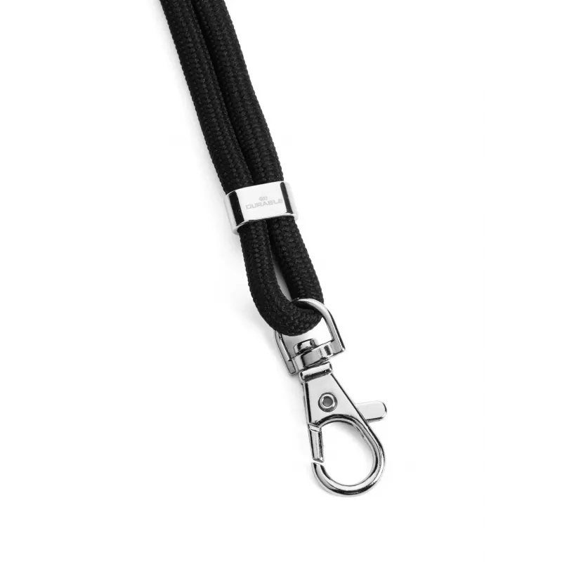 DURABLE lanyard in tessuto rPET con moschettone, nero, confezione da 10