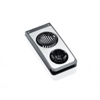 LEIFHEIT tagliauova Combi ProLine 2-in-1 taglia e divide in quarti, fili in acciaio inox, base antiscivolo, bianco/grigio
