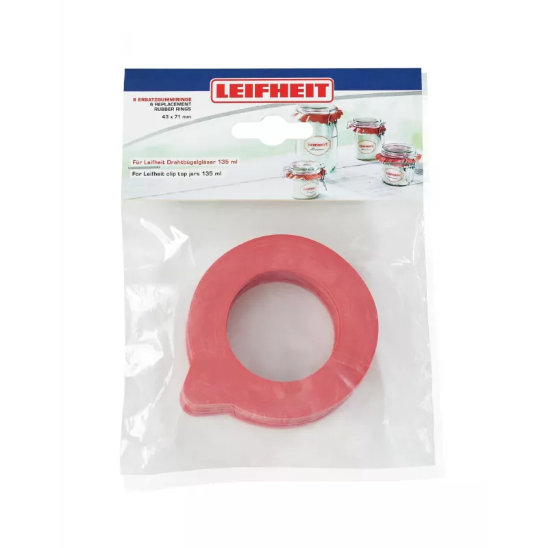 LEIFHEIT Anelli in gomma di ricambio 6 pz. 43x71 mm per barattoli da conserva 135 ml
