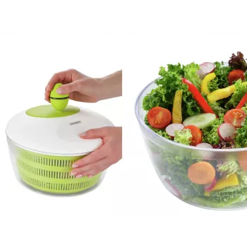 LEIFHEIT Salatschleuder Trend 4,5L centrifuga per insalata a manovella con insalatiera, coperchio verde