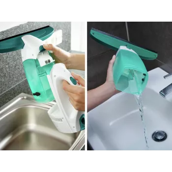 LEIFHEIT Lavavetri Dry&Clean con asta Click System 43 cm, lavavetri elettrico, bianco/turchese