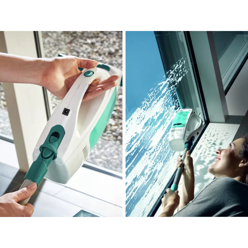 LEIFHEIT Lavavetri Dry&Clean con asta Click System 43 cm, lavavetri elettrico, bianco/turchese