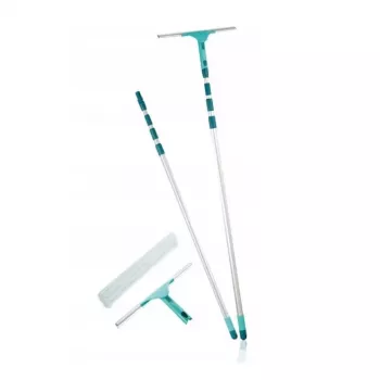 LEIFHEIT Set per la pulizia delle finestre con asta telescopica, tergivetro 2-in-1 XL Pro Reach, portata 4 m