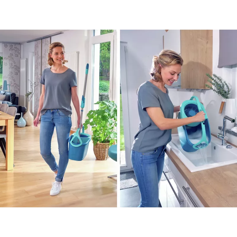LEIFHEIT Set pulizia pavimenti Rotations-Disc-Mop Ergo con Power Cleaner 1L