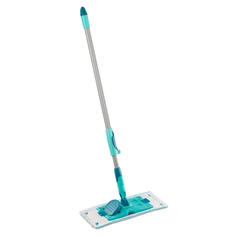 LEIFHEIT PowerClean M spazzola per pavimenti con asta telescopica, 33 cm, verde/grigio