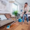 LEIFHEIT PowerClean M spazzola per pavimenti con asta telescopica, 33 cm, verde/grigio