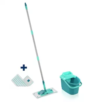 Leifheit Clean Twist M Ergo set per la pulizia dei pavimenti con testa mocio Micro Duo, 33 cm, verde/bianco