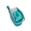 LEIFHEIT Clean & Compact set pulizia pavimenti con mop piatto e strizzatore a pedale, secchio 8L, panno in microfibra, 33cm, bianco/blu