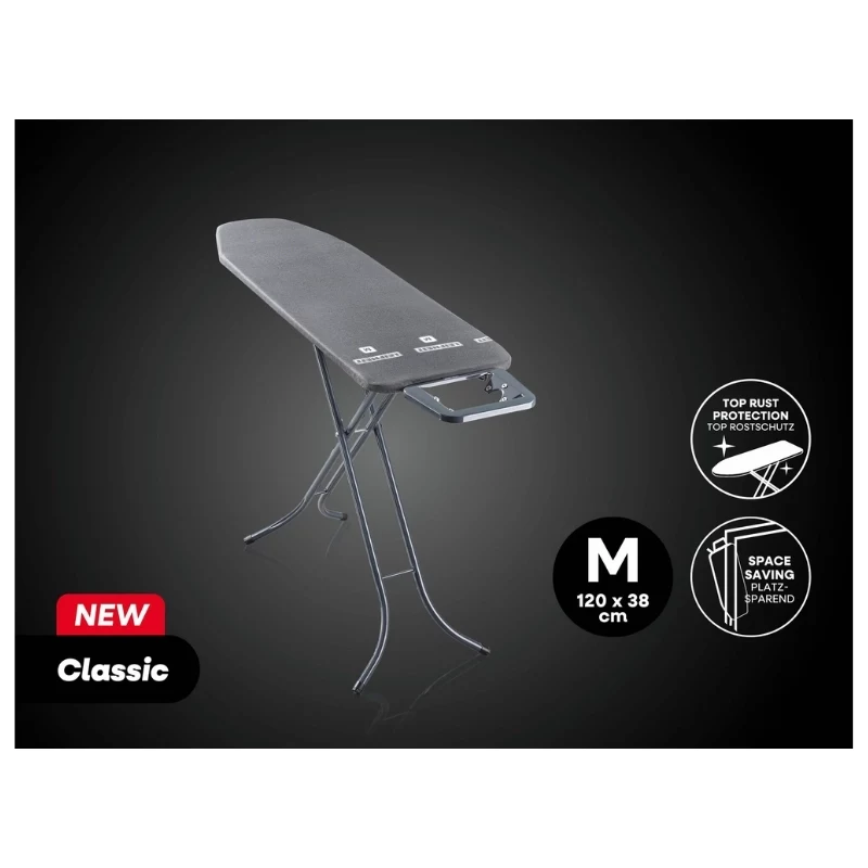 Leifheit Classic M asse da stiro nero 120x38 cm con appoggio ferro fisso e copertura in cotone