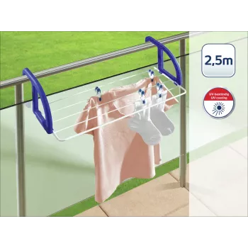 LEIFHEIT Classic stendibiancheria pensile 25 | 25 m di stenditura | stendibiancheria a ali da terra | acciaio rivestito e plastica | bianco/blu | interno/esterno