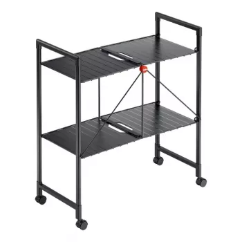HAILO Quickboard carrello a ripiani pieghevole, 3 ripiani, nero, 4 ruote piroettanti, portata totale 15 kg
