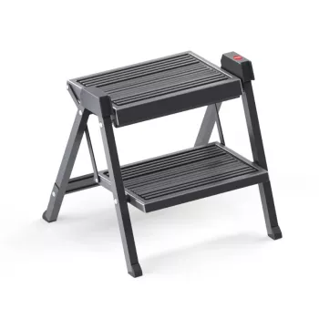 HAILO StepFix scala pieghevole a 2 gradini in acciaio nero