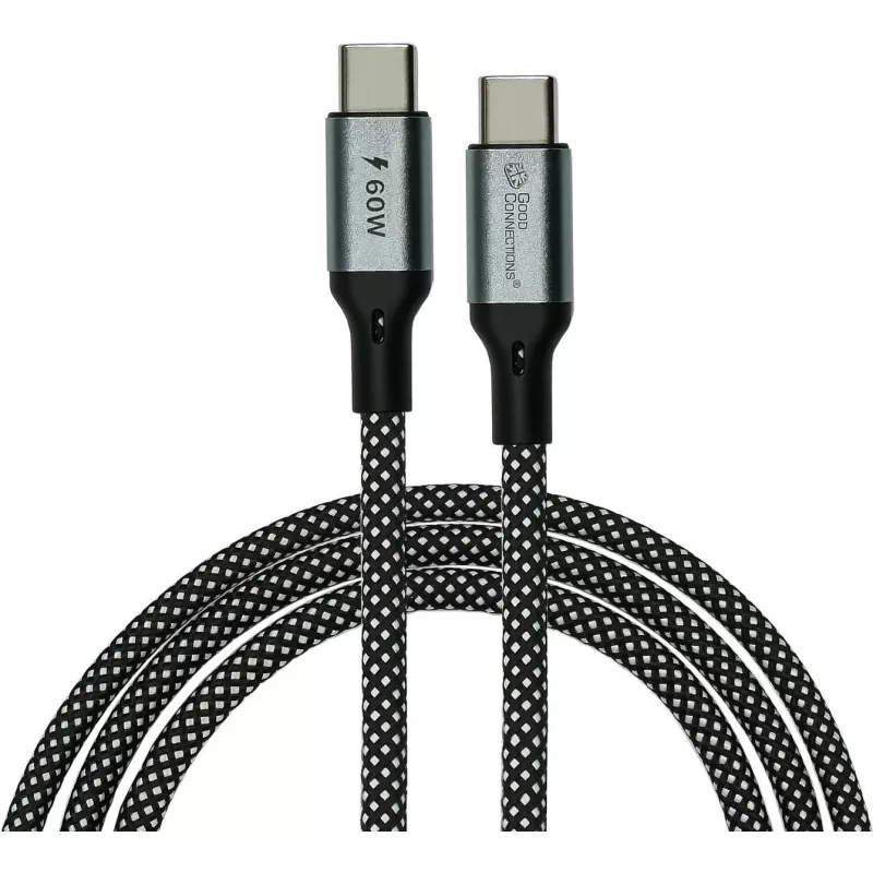GoodConnections cavo a spirale USB 2.0 magnetico 60W USB-C a USB-C, nero/bianco, 1 m 2060-MT010SW