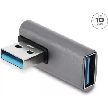 Delock adattatore angolato USB 10 Gbps Type-A maschio su Type-A femmina, corpo in alluminio