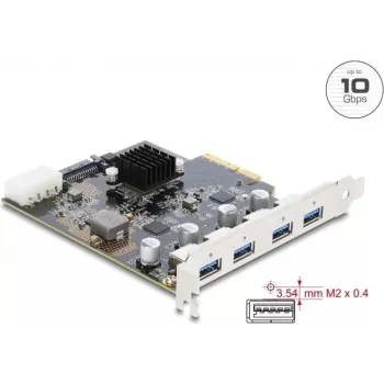 Delock scheda PCI Express x4 a 4 x USB 10 Gbps USB Type-A dual channel