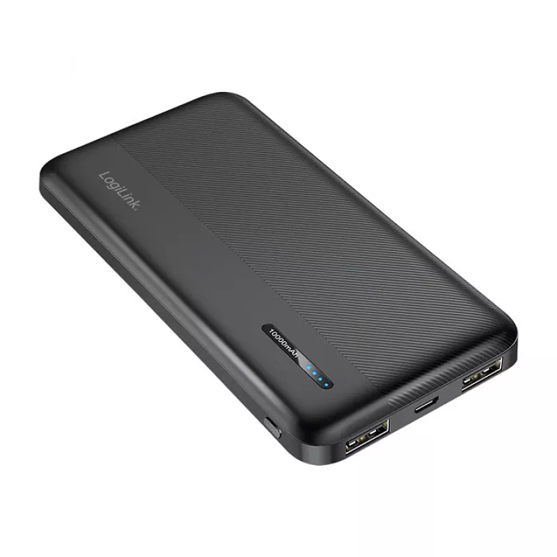 LogiLink PA0338RF 10000 mAh powerbank con USB-C PD e Quick Charge 3.0, nero