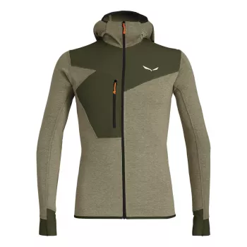 Salewa Puez 2 Dry maglia a maniche lunghe con cappuccio e zip integrale Dark Olive Melange uomo XL