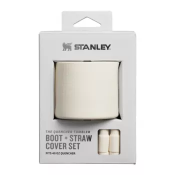 STANLEY The Quencher Boot + Strohhalm-Topper set, accessorio protettivo in silicone per tumbler 1,18L, Light Cream