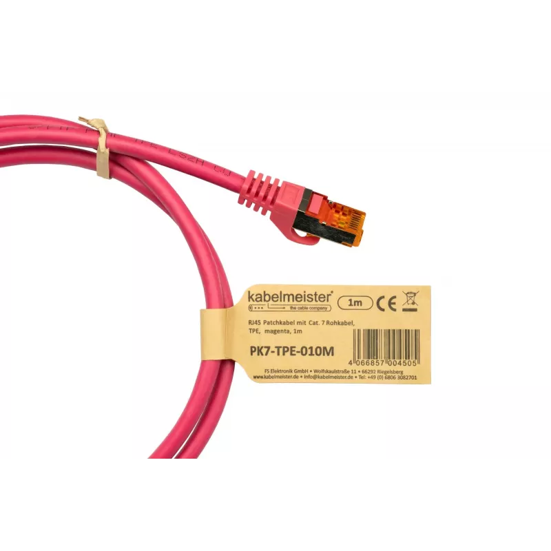 Kabelmeister cavo patch Cat.7 S/FTP, RJ45, TPE senza alogeni, magenta, 1m