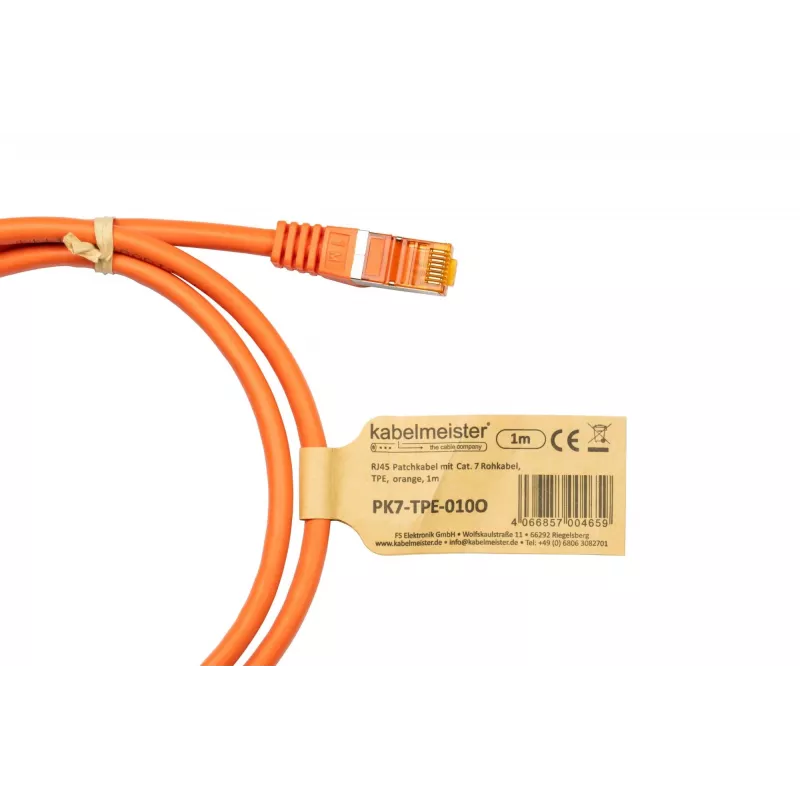 Kabelmeister cavo patch RJ45 Cat.7 S/FTP 10m arancione senza alogeni TPE