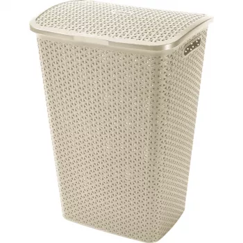 CURVER My Style 55L Box portabiancheria in crema, 43x33x60 cm, effetto rattan