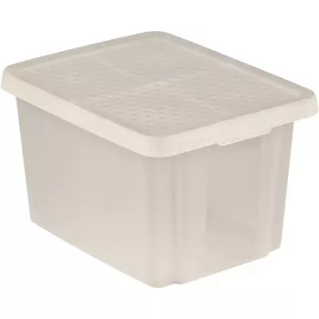 CURVER Essentials 26L Scatola contenitore trasparente con coperchio, impilabile e incastrabile, 44x34x27 cm