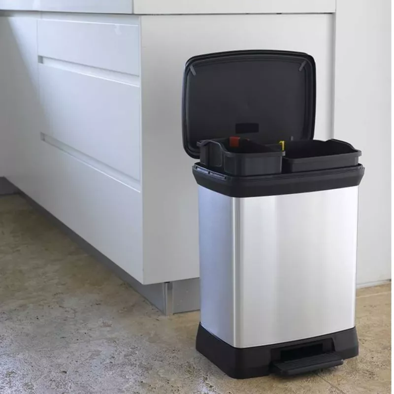 CURVER Cestino pedale metallico Deco Bin Duo 10+18L Argento